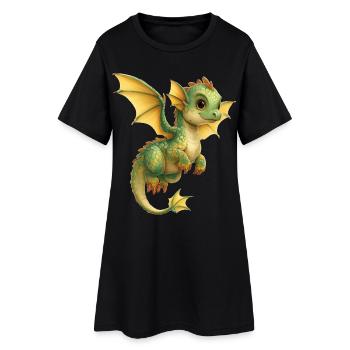 Drache - Frauen T-Shirt-Kleid - Schwarz - Vorne