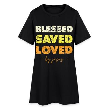 Gesegnet Gerettet Geliebt Jesus - Frauen T-Shirt-Kleid - Schwarz - Vorne