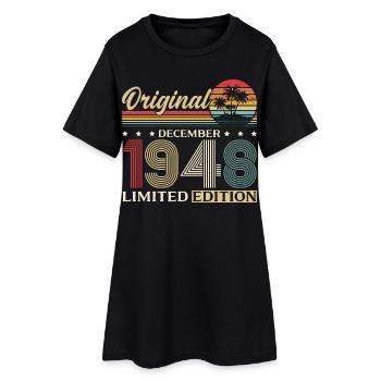 77e anniversaire Original Décembre Né en 1948 - Robe T-shirt Femme - noir - Devant
