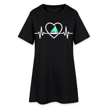 Cœur Voile – Passion Bateau - Frauen T-Shirt-Kleid - Schwarz - Vorne