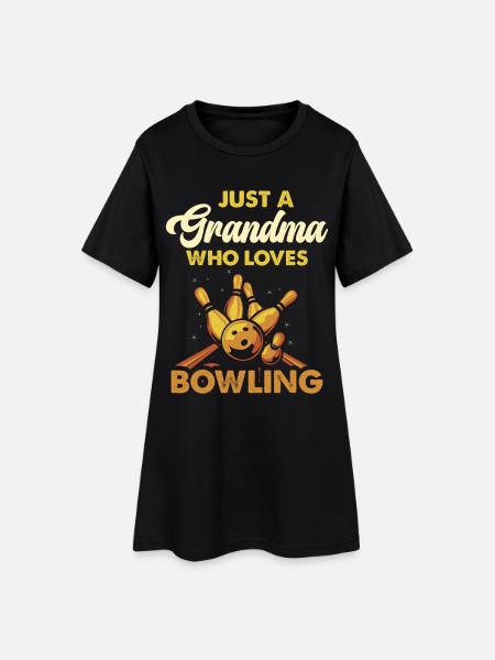 Grand-mère du bowling adore le bowling - Robe T-shirt Femme - noir
