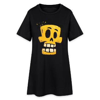 Yellow Graffiti Skeleton Grin - Women’s T-Shirt Dress - black - Front