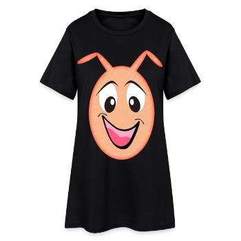 Orange Figurine Funny Head with Hearts - Women’s T-Shirt Dress - black - Front