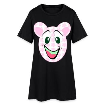 Sourire à motifs floraux d’ours - Robe T-shirt Femme - noir - Devant