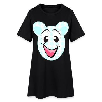 Smiling bear with floral pattern - Women’s T-Shirt Dress - black - Front