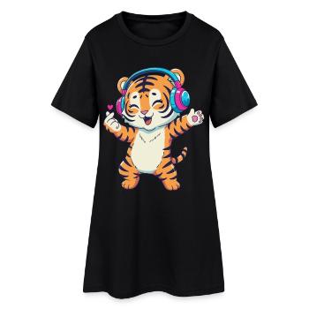 Dancing K-pop Tiger - Women’s T-Shirt Dress - black - Front