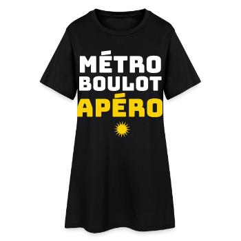 Métro Boulot Apéro Humour Routine Travail Soirée - Robe T-shirt Femme - noir - Devant