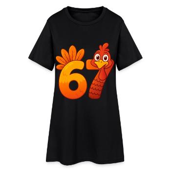 Funny Six Seven 6 7 Meme Thanksgiving - Women’s T-Shirt Dress - black - Front