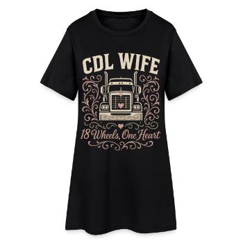 CDL Wife 18 Wheels One Heart - Frauen T-Shirt-Kleid - Schwarz - Vorne
