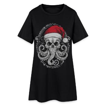Dark Xmas Skull – Octopus Octopus Tentacle - Women’s T-Shirt Dress - black - Front