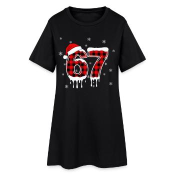 Six Seven 6 7 Meme Plaid Design avec le Chapeau du Père Noël - Robe T-shirt Femme - noir - Devant