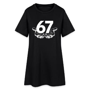 Six Seven 6 7 Meme Fun Design with Hands - Women’s T-Shirt Dress - black - Front