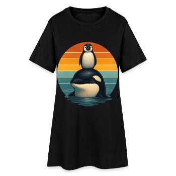 Orca Penguin Retro Animal Lovers - Robe T-shirt Femme - noir - Devant