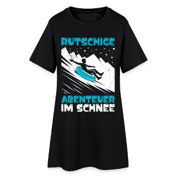 Piste de luge AVENTUREURS GLISSANTS DANS LA NEIGE DRÔLES - Robe T-shirt Femme - noir - Devant