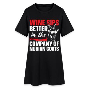 Nubische Ziegenmama Weinliebhaberin Stofftier Nubier - Frauen T-Shirt-Kleid - Schwarz - Vorne