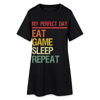 Ma journée parfaite Mange Sommeil Jeu Répéter - Robe T-shirt Femme - noir - Devant