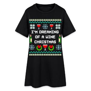 Vin, Noël, Vilain Noël - Robe T-shirt Femme - noir - Devant