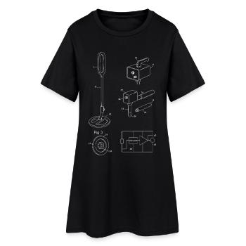 Metalldetektor-Bauplan Abb. 3 Design - Frauen T-Shirt-Kleid - Schwarz - Vorne