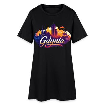 Gdynia Pologne, Pologne Polska Ville Blanche - Robe T-shirt Femme - noir - Devant