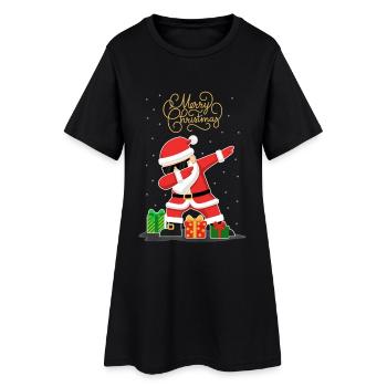 Funny Santa Claus Dabbing Snow - Women’s T-Shirt Dress - black - Front