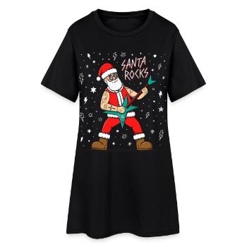 Le Père Noël joue de la guitare. Noël Heavy Metal - Robe T-shirt Femme - noir - Devant