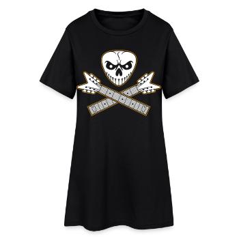 Crâne de médiator et os croisés de guitare - Robe T-shirt Femme - noir - Devant