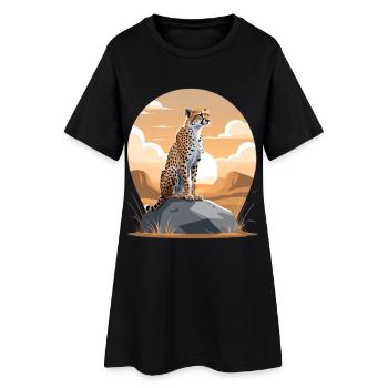 Guépard au coucher de soleil du désert - Robe T-shirt Femme - noir - Devant