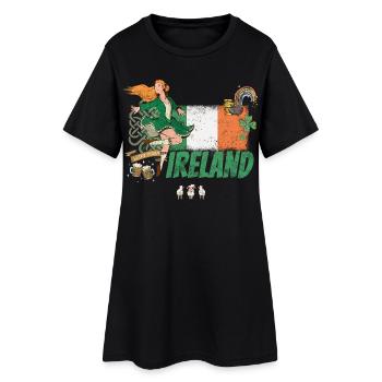 Ireland Design with Flag St Patricks Day Souvenir - Women’s T-Shirt Dress - black - Front