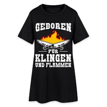 Küchenchef GEBOREN FÜR KLINGEN UND FLAMMEN Lustig - Frauen T-Shirt-Kleid - Schwarz - Vorne