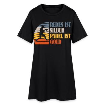 Jeu de padel PARLER EST ARGENT LE PADEL EST EN OR Drôle - Robe T-shirt Femme - noir - Devant