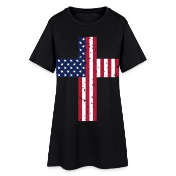 Drapeau de la Croix des États-Unis - Robe T-shirt Femme - noir - Devant