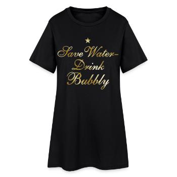 Save Water Drink Bubbly - Frauen T-Shirt-Kleid - Schwarz - Vorne