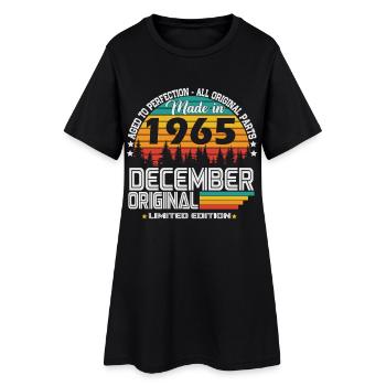 Dezember-1965-Jahrgang-Vintage-Retro-Geburtstag - Frauen T-Shirt-Kleid - Schwarz - Vorne