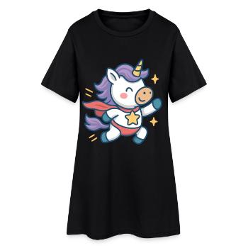Kleiner Einhorn Held, Auf ins Abenteuer - Frauen T-Shirt-Kleid - Schwarz - Vorne