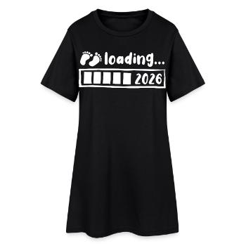 Baby 2026 loading - Schwangerschaft - Geschenk - Frauen T-Shirt-Kleid - Schwarz - Vorne