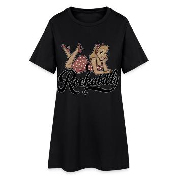 Rockabilly Femme Années 50 Allongé Jupon Cadeau - Robe T-shirt Femme - noir - Devant