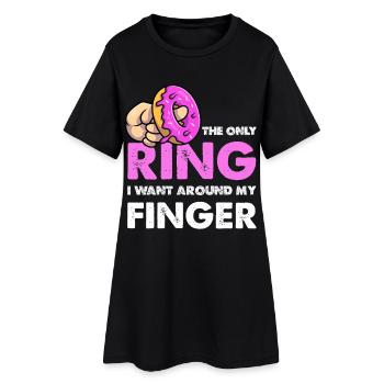 Seulement la bague en beignet au doigt - Robe T-shirt Femme - noir - Devant