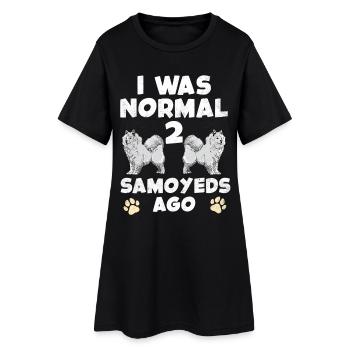 J’étais normal devant deux Samoyèdes - Robe T-shirt Femme - noir - Devant