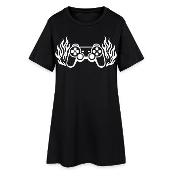 Flammen Controller, brennende Gamepad Grafik - Frauen T-Shirt-Kleid - Schwarz - Vorne