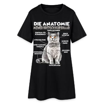 Britisch Kurzhaar T | Katzenhalter Katzen British  - Frauen T-Shirt-Kleid - Schwarz - Vorne