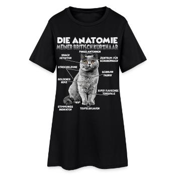 Britisch Kurzhaar Geschenk für Katzenliebhaber - Frauen T-Shirt-Kleid - Schwarz - Vorne
