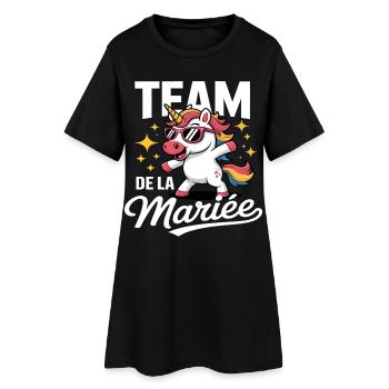 Team De La Mariée Humour EVJF Licorne Cadeau - Robe T-shirt Femme - noir - Devant