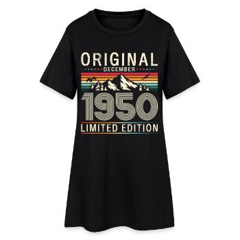 75e anniversaire Original Décembre Né en 1950 - Robe T-shirt Femme - noir - Devant