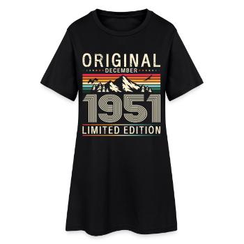 75e anniversaire Original Décembre Né en 1951 - Robe T-shirt Femme - noir - Devant
