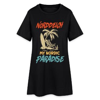 NORDDEICH IST MEIN NORDISCHES PARADIES Lustig - Frauen T-Shirt-Kleid - Schwarz - Vorne
