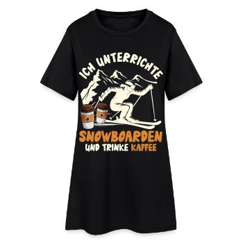 Snowboardeur J’ENSEIGNE ET JE BOIS DU CAFÉ - Robe T-shirt Femme - noir - Devant