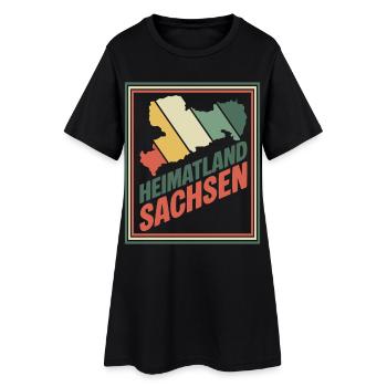 Heimatland Sachsen Retro Druck - Frauen T-Shirt-Kleid - Schwarz - Vorne