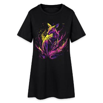 Animal kangourou Australie Down Under Art coloré au néon - Robe T-shirt Femme - noir - Devant