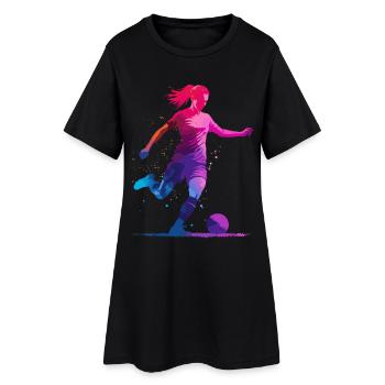 Fußball Fußballerin, Fussballspielerin, bunt Frau - Frauen T-Shirt-Kleid - Schwarz - Vorne