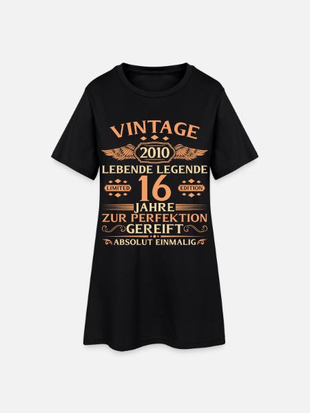 16. Geburtstag Vintage 2010 Baujahr - Frauen T-Shirt-Kleid - Schwarz